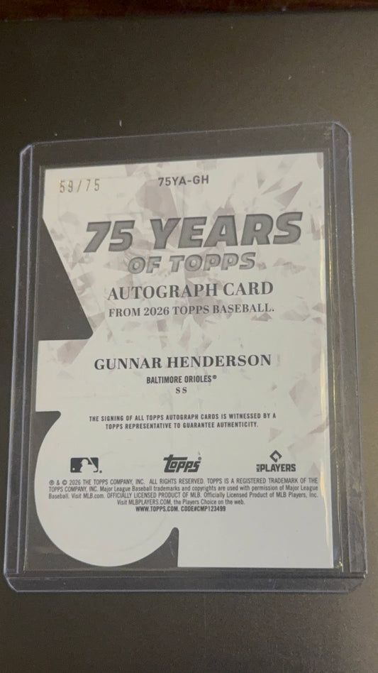 Gunnar Henderson Autograph 59/75