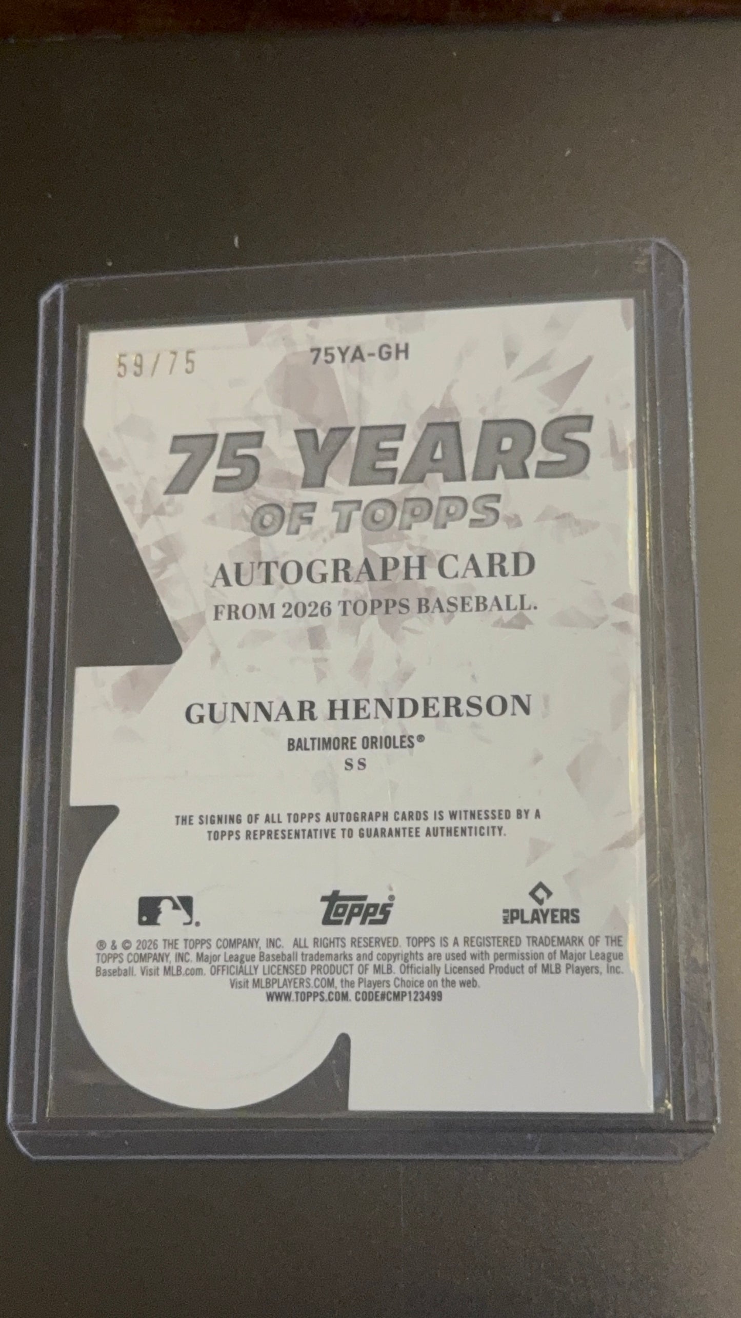 Gunnar Henderson Autograph 59/75